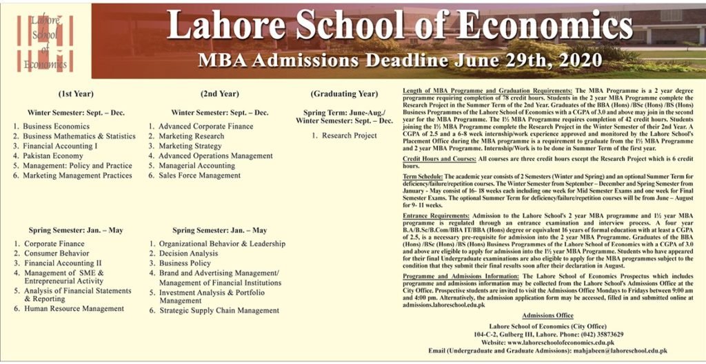 MBA Admission Open in Lahore School of Economics (LSE) Lahore - The News Newspaper