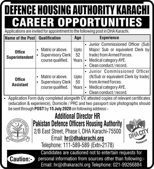 Jobs in Defence Housing Authority (DHA) Karachi