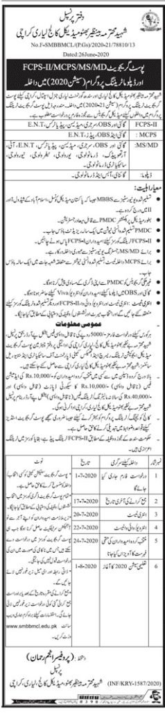 Admission Open in Shaheed Benazir Bhutto Medical College Lyari - Jang Newspaper