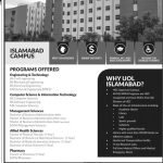 Undergraduate and Postgraduate Admission Open at University of Lahore (UOL) Islamabad Campus