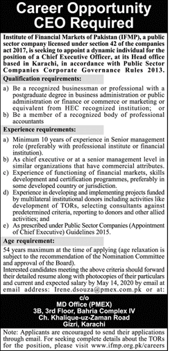 Jobs in Institute of Financial Markets Pakistan (IFMP) - Jang Newspaper