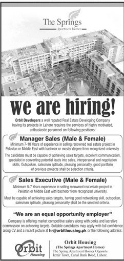 Jobs in Orbit Housing - Jang Newspaper